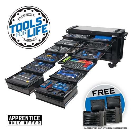 CONTOUR® Super-Wide Trolley Tool Kit 680 Piece 20 Drawer 60" Black Series
