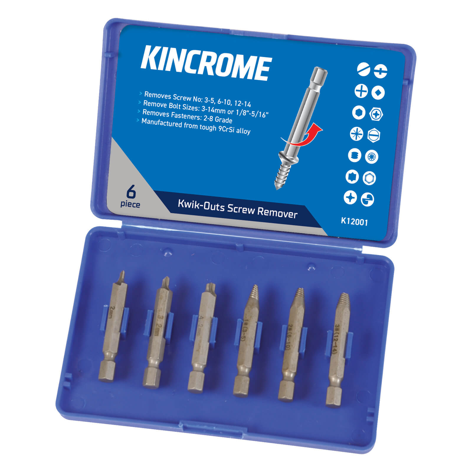 Kwik Outs Damaged Screw Bolt Remover 6 Piece Kincrome Tools Kincrome