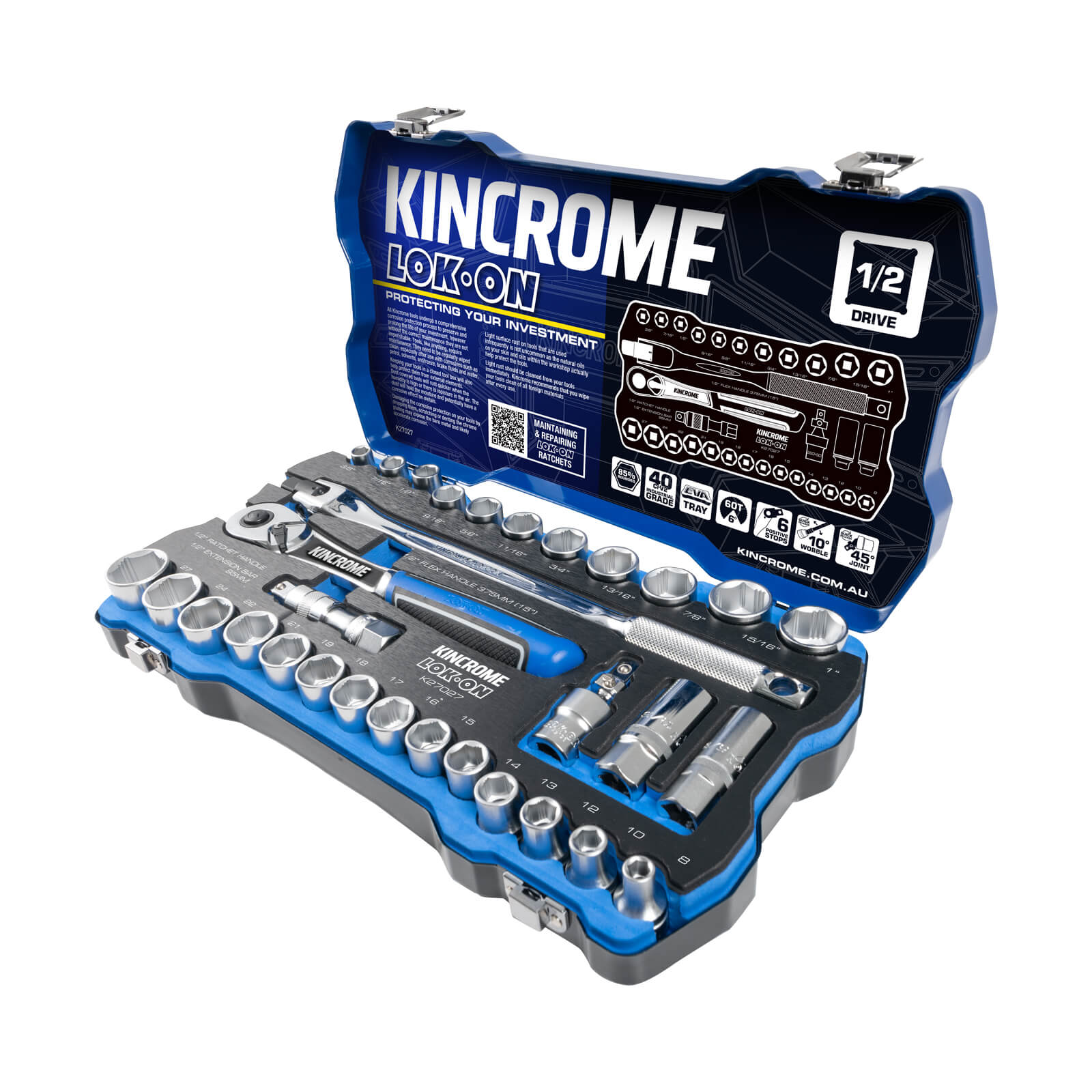 LOK ON Socket Set 31 Piece 1 2 Drive Metric Imperial Kincrome Tools Kincrome