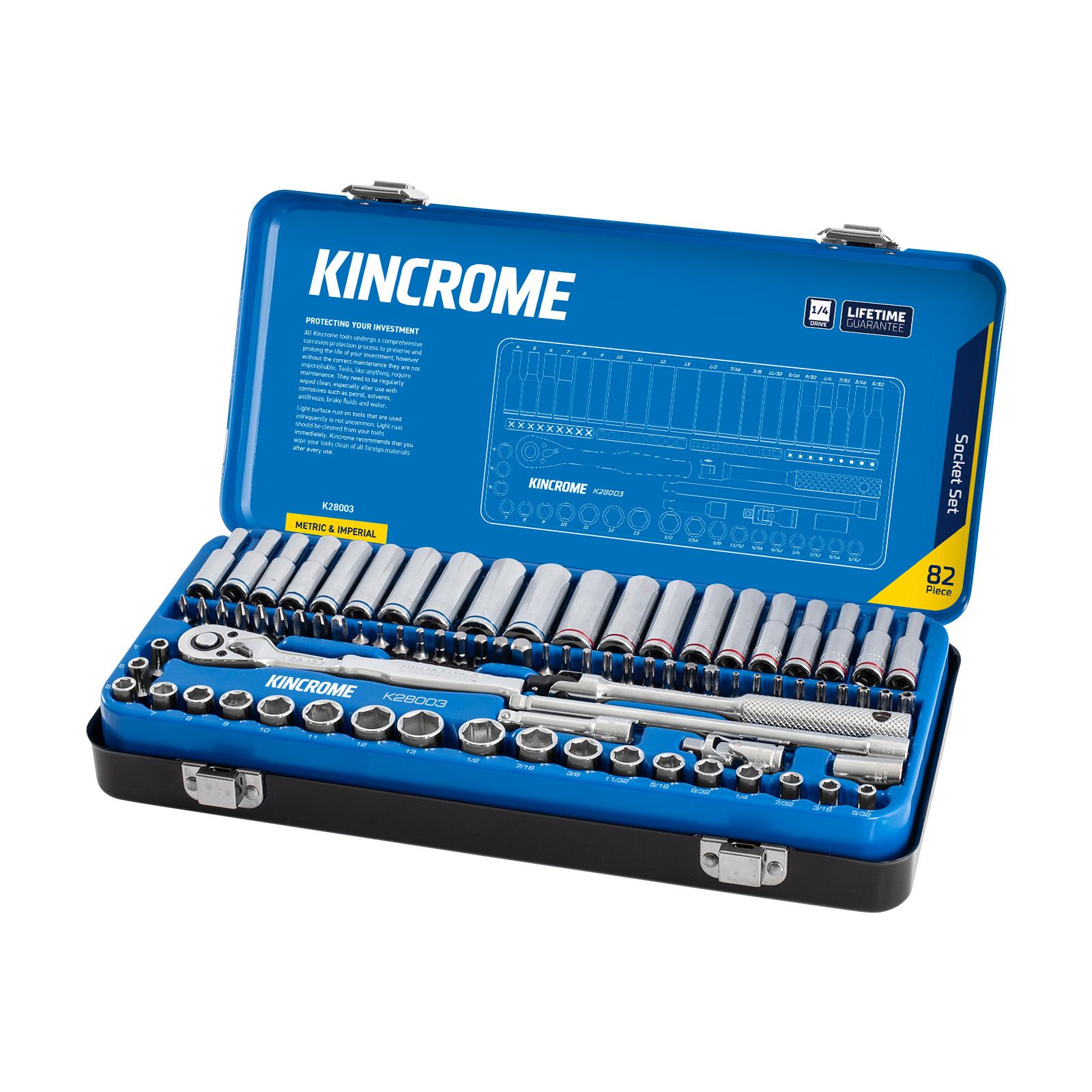 Socket Set 82 Piece 1 4 Drive Metric Imperial Kincrome Tools Kincrome