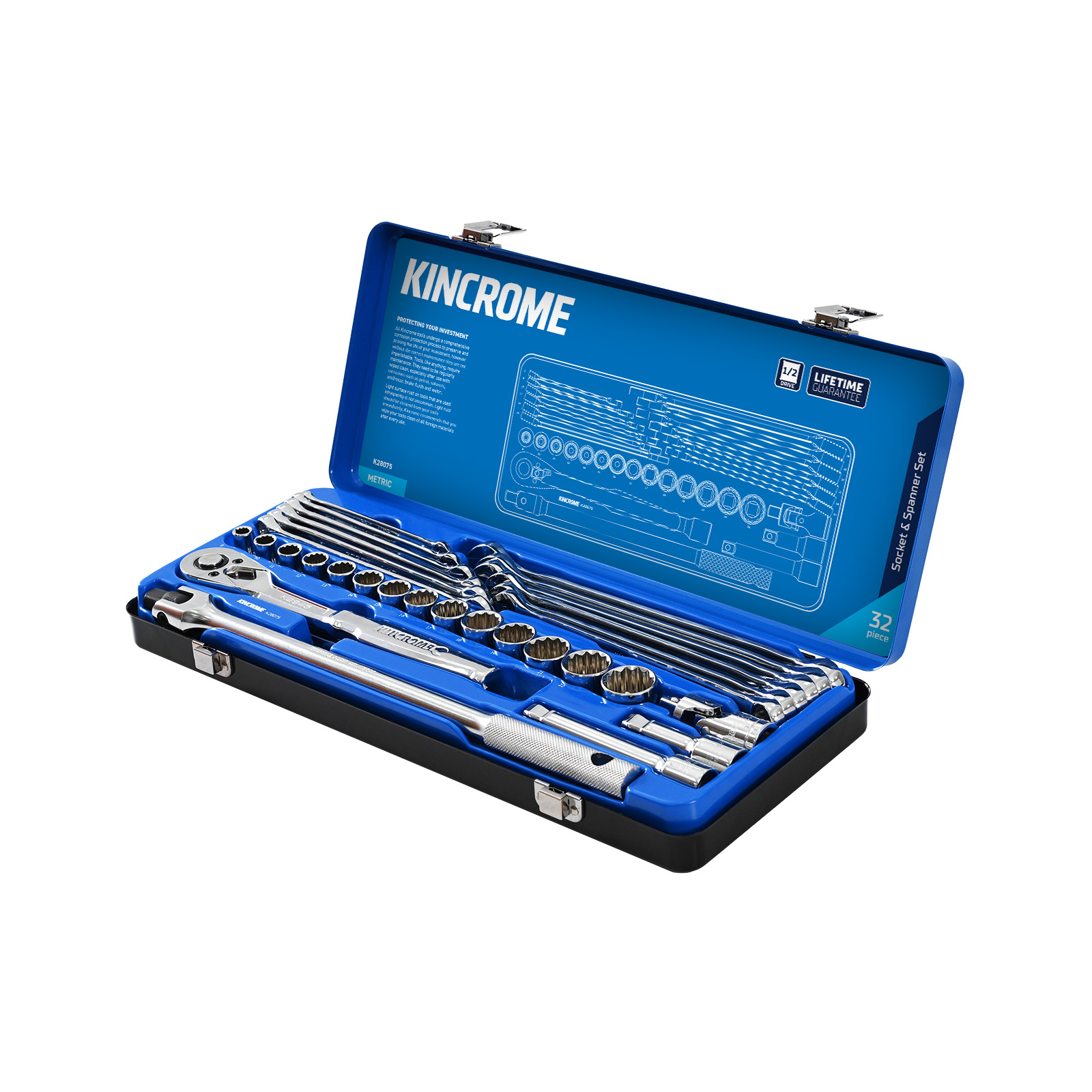 Socket Spanner Set 32 Piece 1 2 Drive Metric Kincrome Tools Kincrome