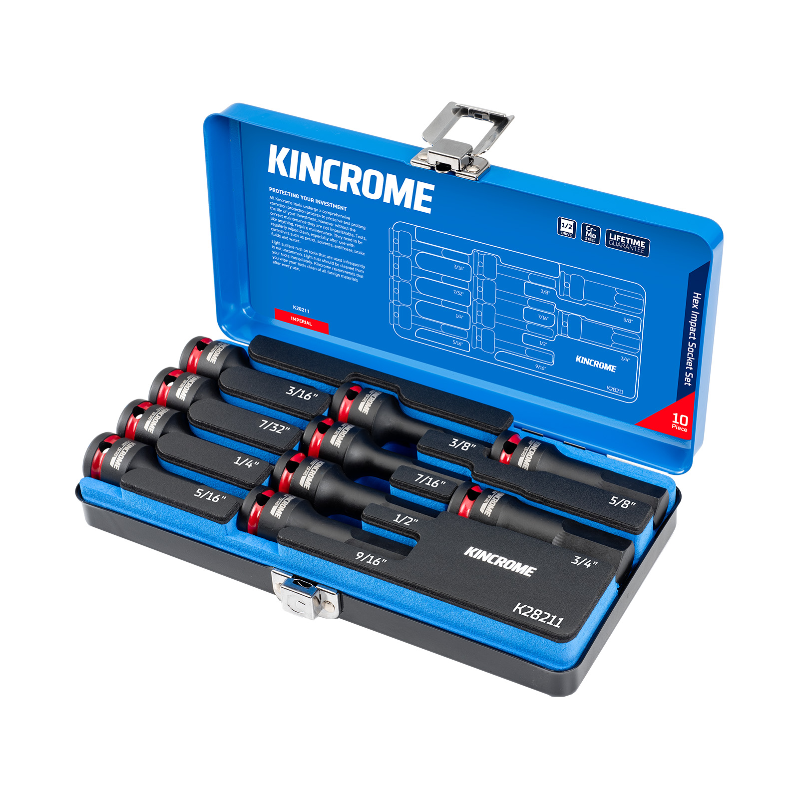 Hex Impact Socket Set 10 Piece 1/2 Drive - Imperial - Kincrome Tools -  Kincrome