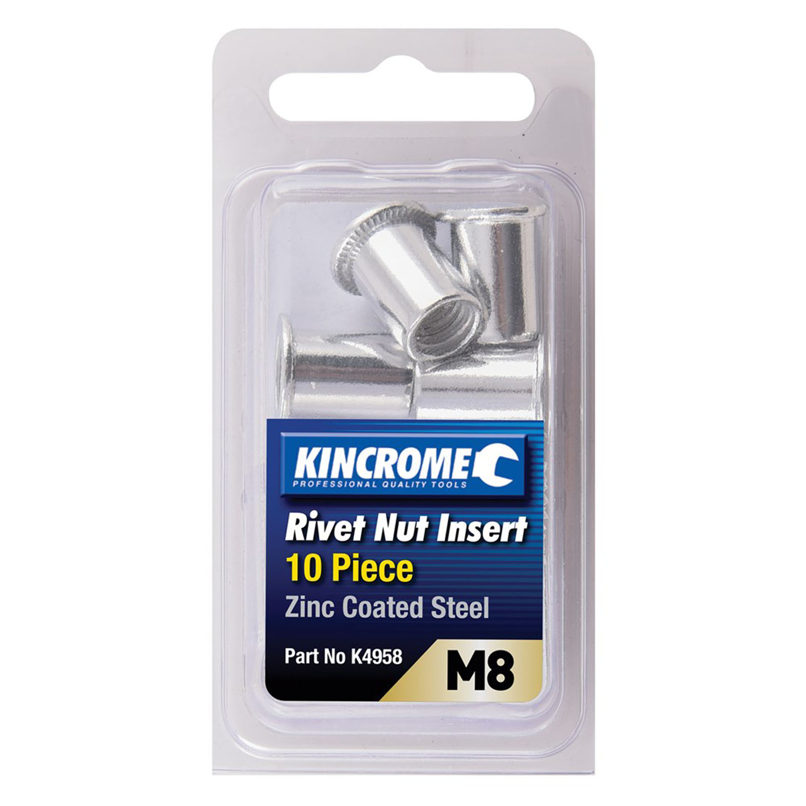 Rivet Nut Insert M8 (Zinc Coated Steel) - 10 Pack - Kincrome Tools -  Kincrome