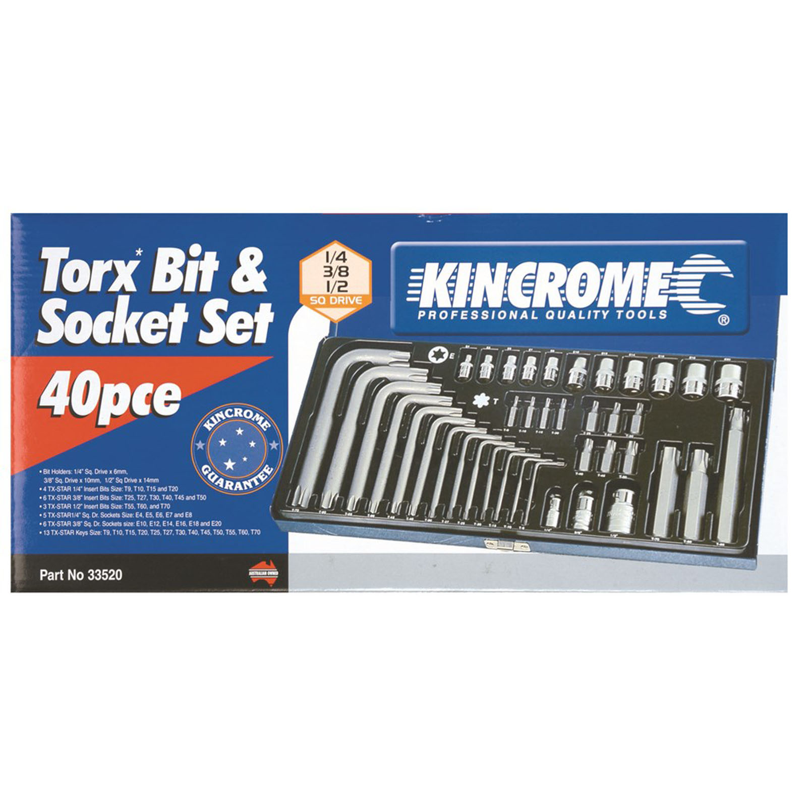 TORX Bit & Socket Set 40 Piece 1/4, 3/8 & 1/2
