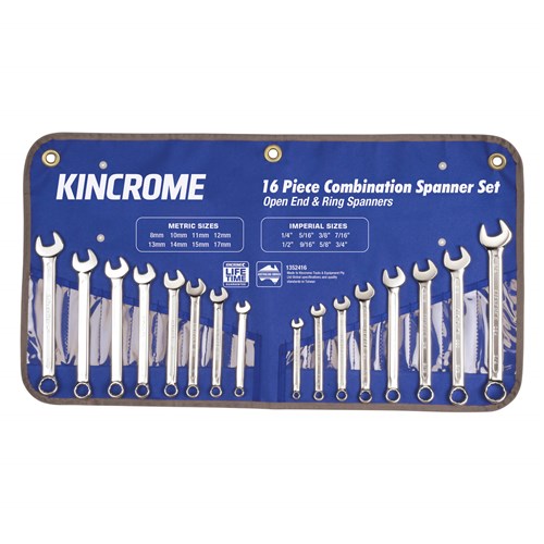 Combination Spanner Set 16 Piece - Metric/Imperial