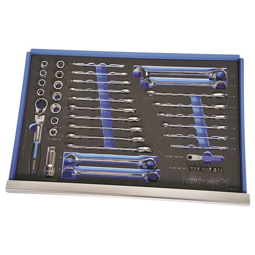 EVA Tray Gear Spanner & Go Through Socket Set 43 Piece