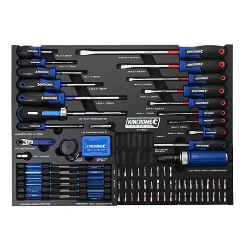 CONTOUR® 131 Piece TorqueMaster® Screwdriver & Fastening EVA Tray