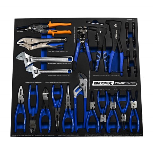 TRADE CENTRE 18 Piece Pliers, Wrenches & Riveters EVA Tray