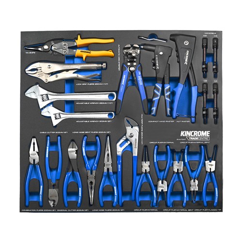 TRADE CENTRE 18 Piece Pliers, Wrenches & Riveters EVA Tray