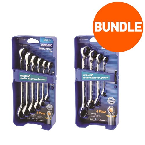 Double Ring Gear Spanner Set 6 Piece Metric & 4 Piece Imperial