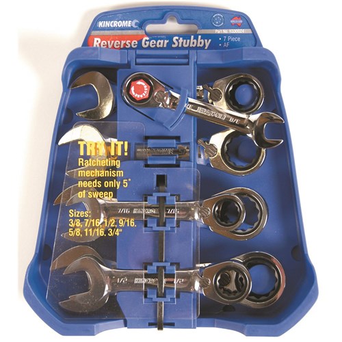 Stubby Gear Spanner Set Reversible 7 Piece