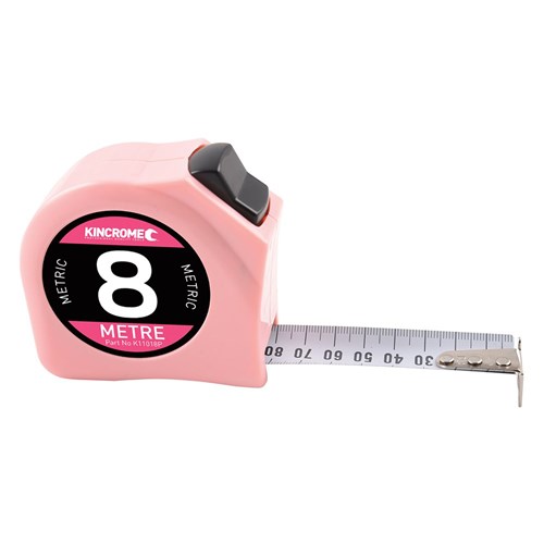 Tape Measure 8m Metric PINK