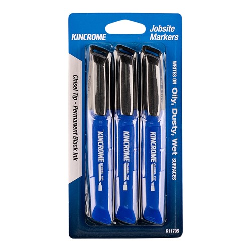 Permanent Marker Chisel Tip 3 Pack Black