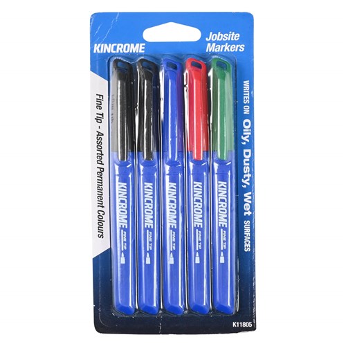 Permanent Fine Tip Marker 5 Pack Assorted Colours