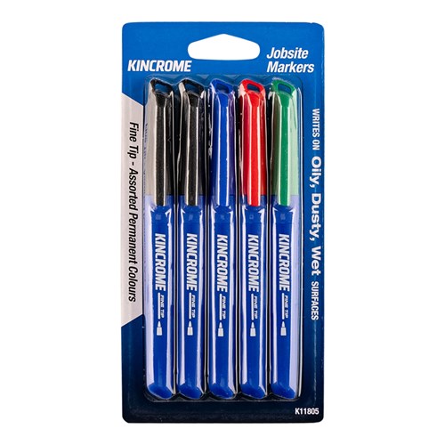 Permanent Fine Tip Marker 5 Pack Assorted Colours