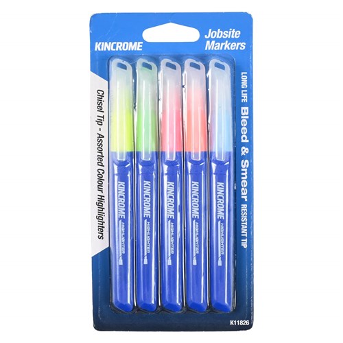Highlighter Chisel Tip 5 Pack Assorted Colours