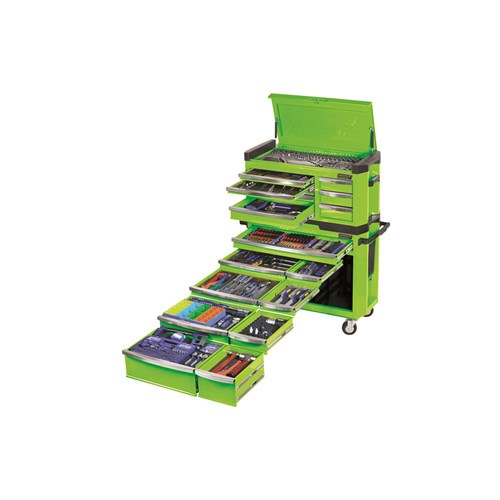 CONTOUR® Extra-Wide Workshop Tool Kit 610 Piece 17 Drawer 42" Green