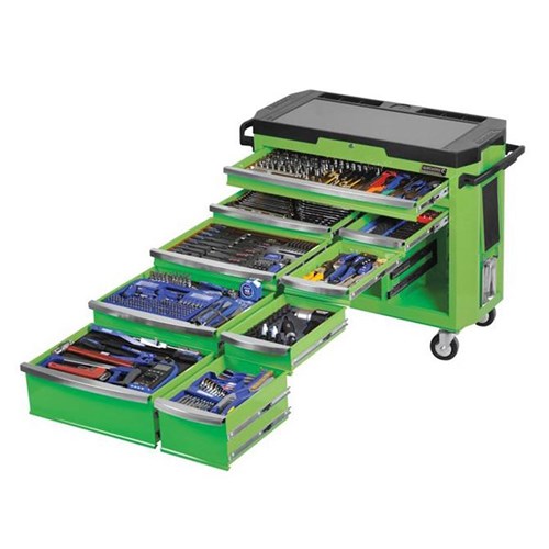 CONTOUR® Tool Trolley Kit 486 Piece 9 Drawer 42" Green