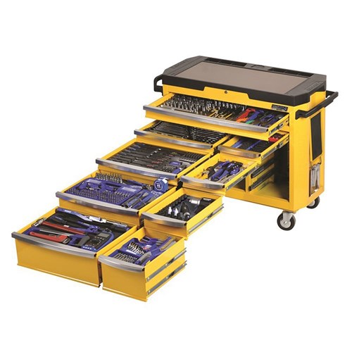 CONTOUR® Tool Trolley Kit 486 Piece 9 Drawer 42" Yellow