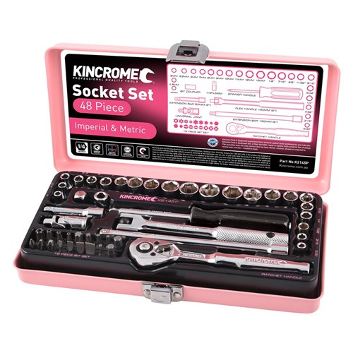 Socket Set 48 Piece 1/4" Drive PINK