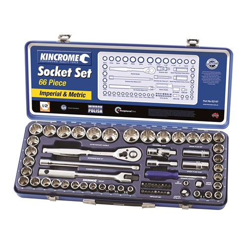 Socket Set 66 Piece 1/2" Drive (Mirror Polish) - Metric & Imperial