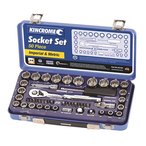 Socket Set 50 Piece 3/8" Drive (Mirror Polish) - Metric & Imperial