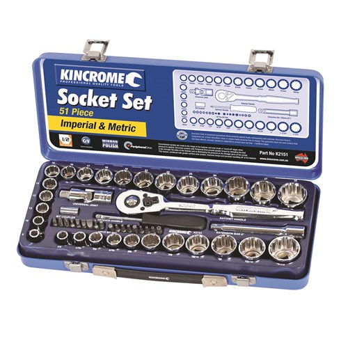 Socket Set 51 Piece 1/2" Drive (Mirror Polish) - Metric & Imperial