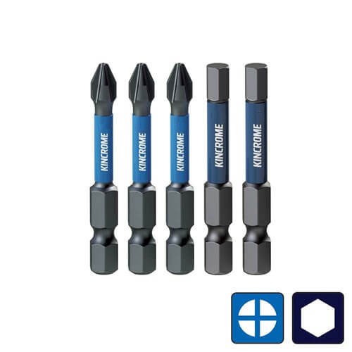 Phillips #2 & Hex 5mm Impact Bit Mixed Pack 50mm 5 Piece