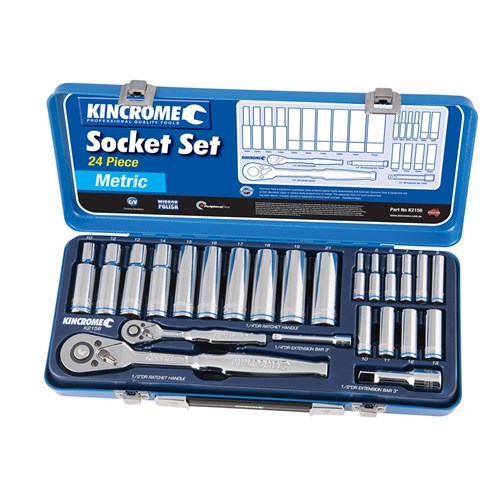 Deep Socket Set 24 Piece 1/2" & 1/4" Drive (Mirror Polish) - Metric