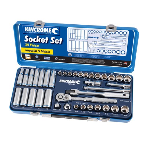 Socket Set 38 Piece 3/8" Drive (Mirror Polish) - Metric & Imperial