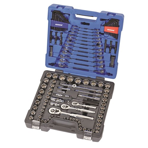 Socket & Tool Set 166 Piece 1/4, 3/8 & 1/2" Drive (Mirror Polish)