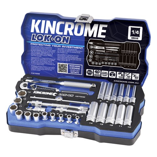 LOK-ON Socket Set 28 Piece 1/4" Drive - Metric