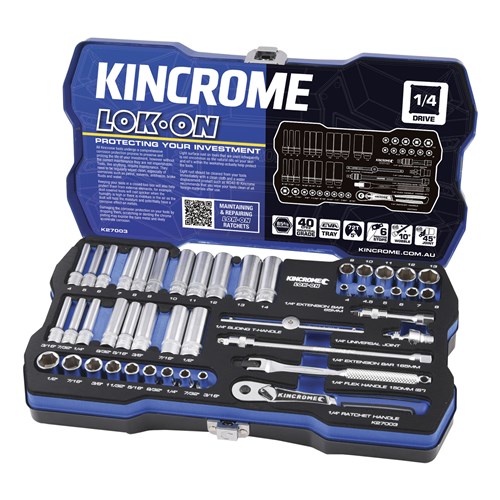 LOK-ON Socket Set 45 Piece 1/4" Drive - Metric & Imperial