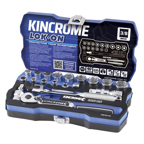 LOK-ON Socket Set 19 Piece 3/8" Drive - Metric