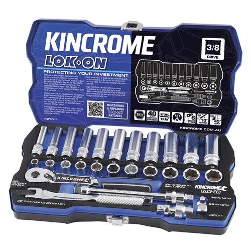 LOK-ON Socket Set 28 Piece 3/8" Drive - Metric