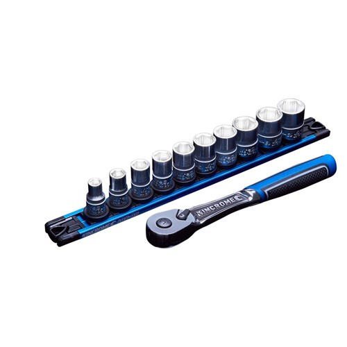 LOK-ON Socket Set Twist-Lock Rail 11 Piece 3/8 Drive - Metric