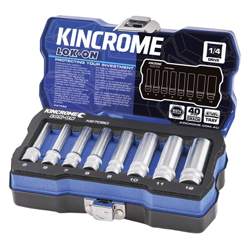 LOK-ON Socket Set 8 Piece 1/4" Drive - Metric