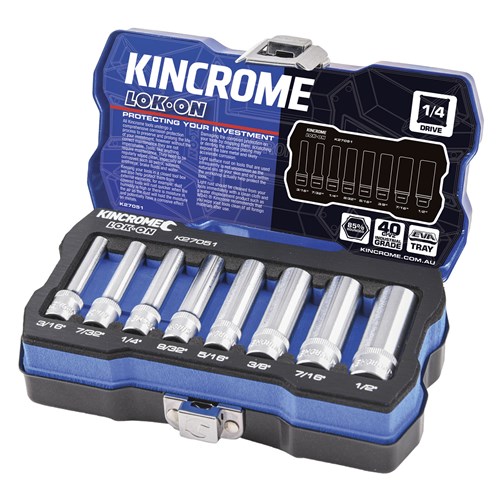 LOK-ON Socket Set 8 Piece 1/4" Drive - Imperial