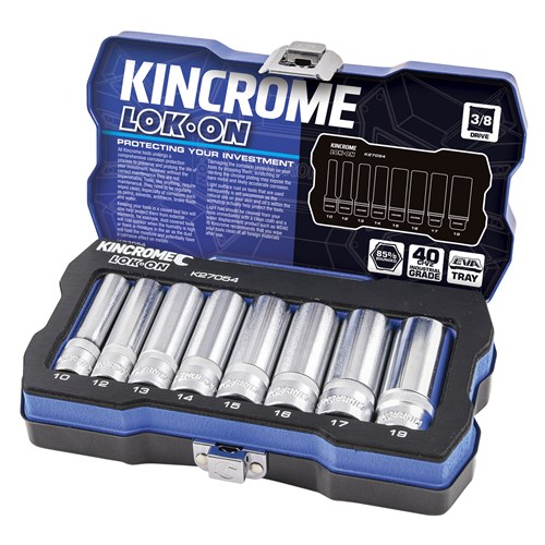 LOK-ON Socket Set 8 Piece 3/8" Drive - Metric