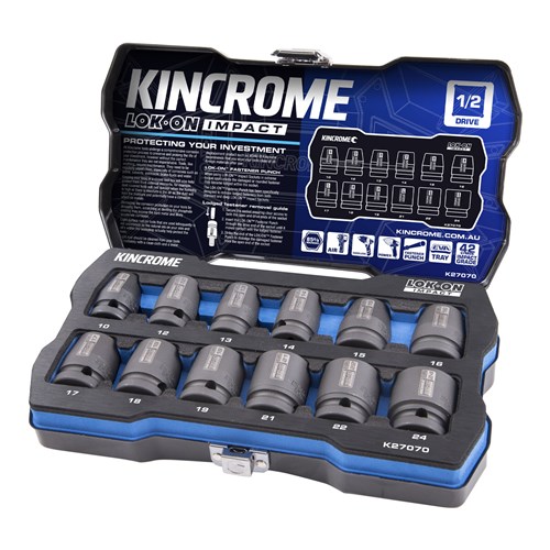 LOK-ON Impact Socket Set 12 Piece 1/2" Drive