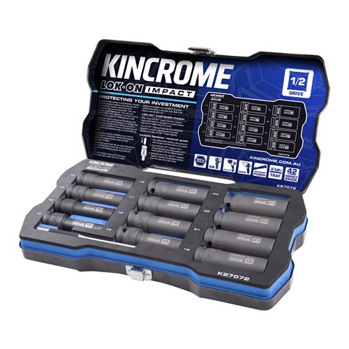 LOK-ON Deep Impact Socket Set 12 Piece 1/2" Drive