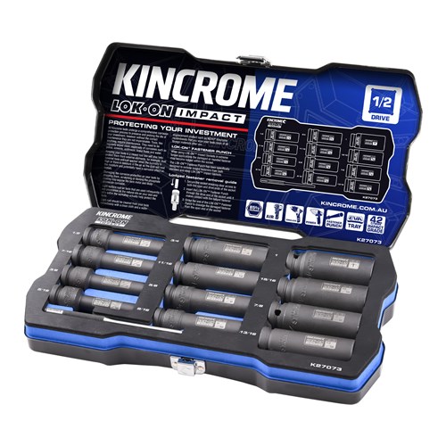 LOK-ON Deep Impact Socket Set 12 Piece 1/2" Drive