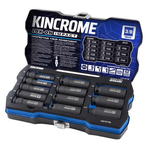 LOK-ON Deep Impact Socket Set 12 Piece 3/8" Drive - Metric