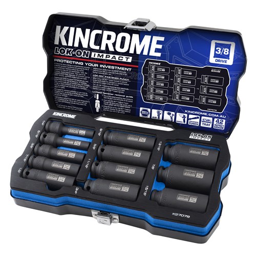 LOK-ON Deep Impact Socket Set 12 Piece 3/8" Drive - Imperial