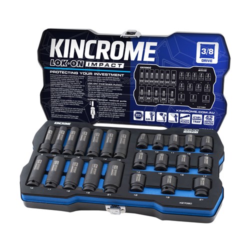 LOK-ON Standard & Deep Impact Socket Set 24 Piece 3/8" Drive - Metric