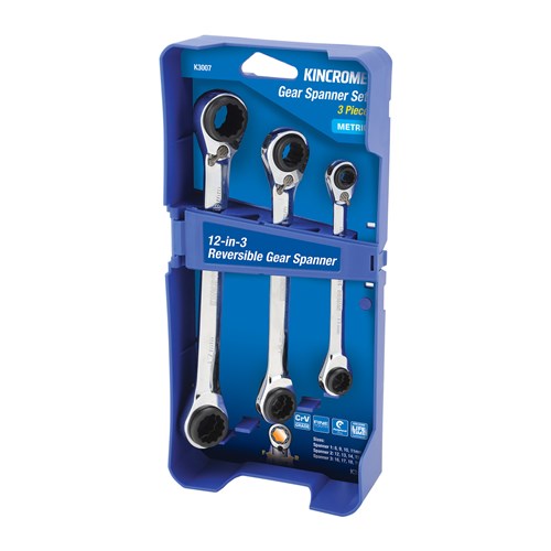 Double Ring 12-in-3 Gear Spanner Set 3 Piece