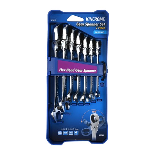 Flex Head Gear Spanner Set 7 Piece - Metric