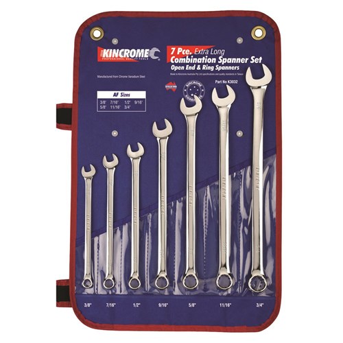 Combination Spanner Set Extra Long 7 Piece 
