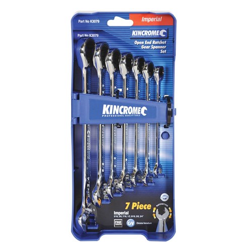 Combination Gear Spanner Set Ratcheting Open End 7 Piece Imperial