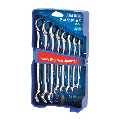 Single Way Gear Spanner Set 8 Piece - Metric